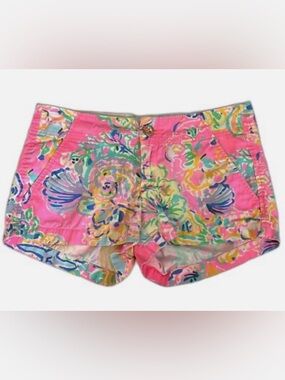 Lilly Pulitzer The Kerrie Short Size 12 Pink Tropical Print 3” Inseam